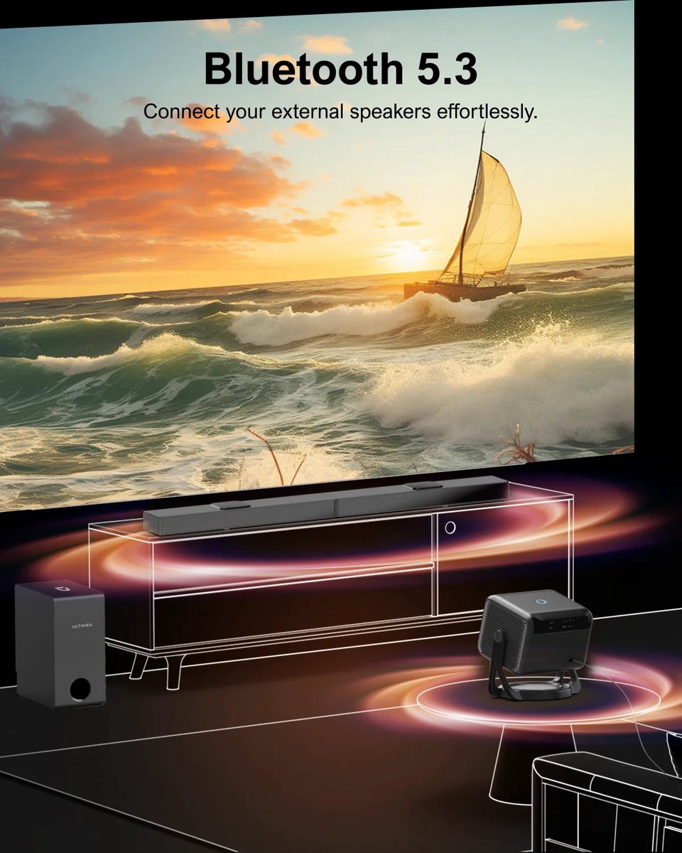 Mini Beamer Full HD 1080P Android 11 Zwart