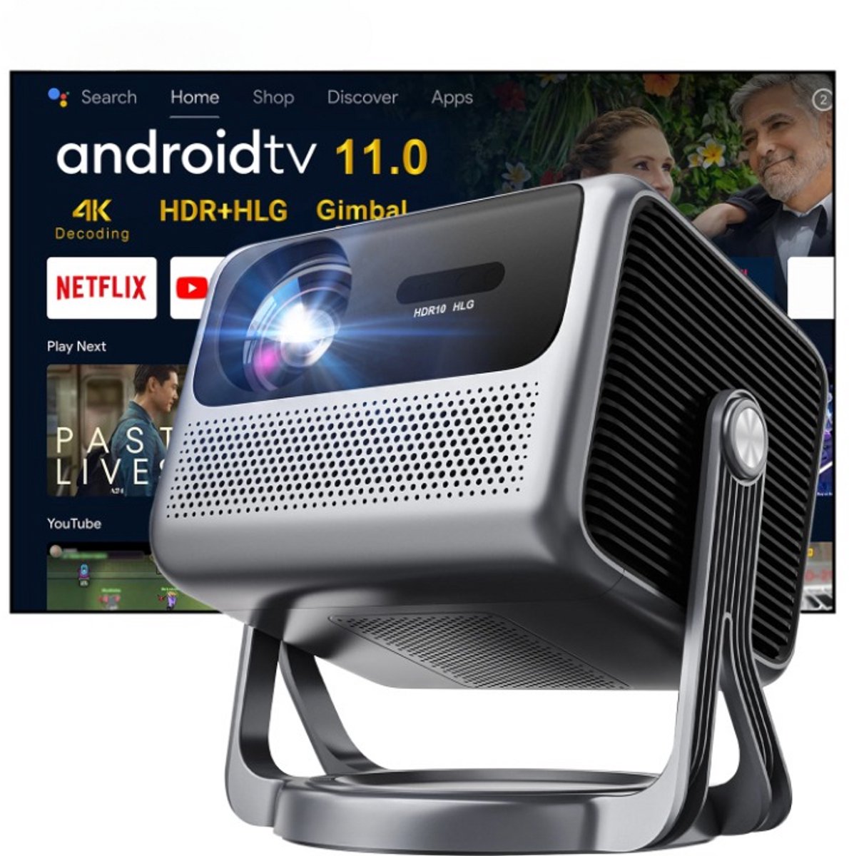 Mini Beamer Full HD 1080P Android 11 Zwart
