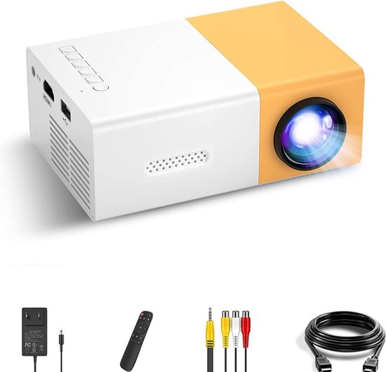 Mini Beamer Full HD 1080P HDMI USB wit/geel draagbare projector