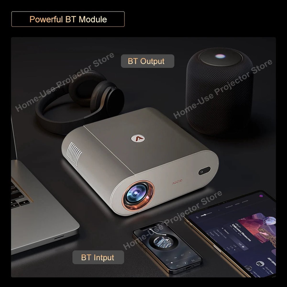 Mini Beamer Full HD 1080P WiFi 1300 Lumens Wit