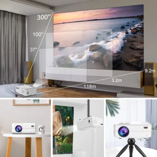 Mini Beamer Full HD Bluetooth HDMI USB Wit Draagbaar Smartphone