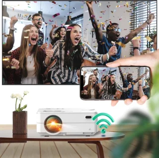Mini Beamer Full HD Bluetooth HDMI USB Wit Draagbaar Smartphone