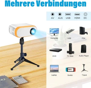 Mini Beamer Full HD HDMI USB Wit Geel Draagbare Projector