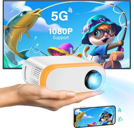 Mini Beamer Full HD HDMI USB Wit Geel Draagbare Projector
