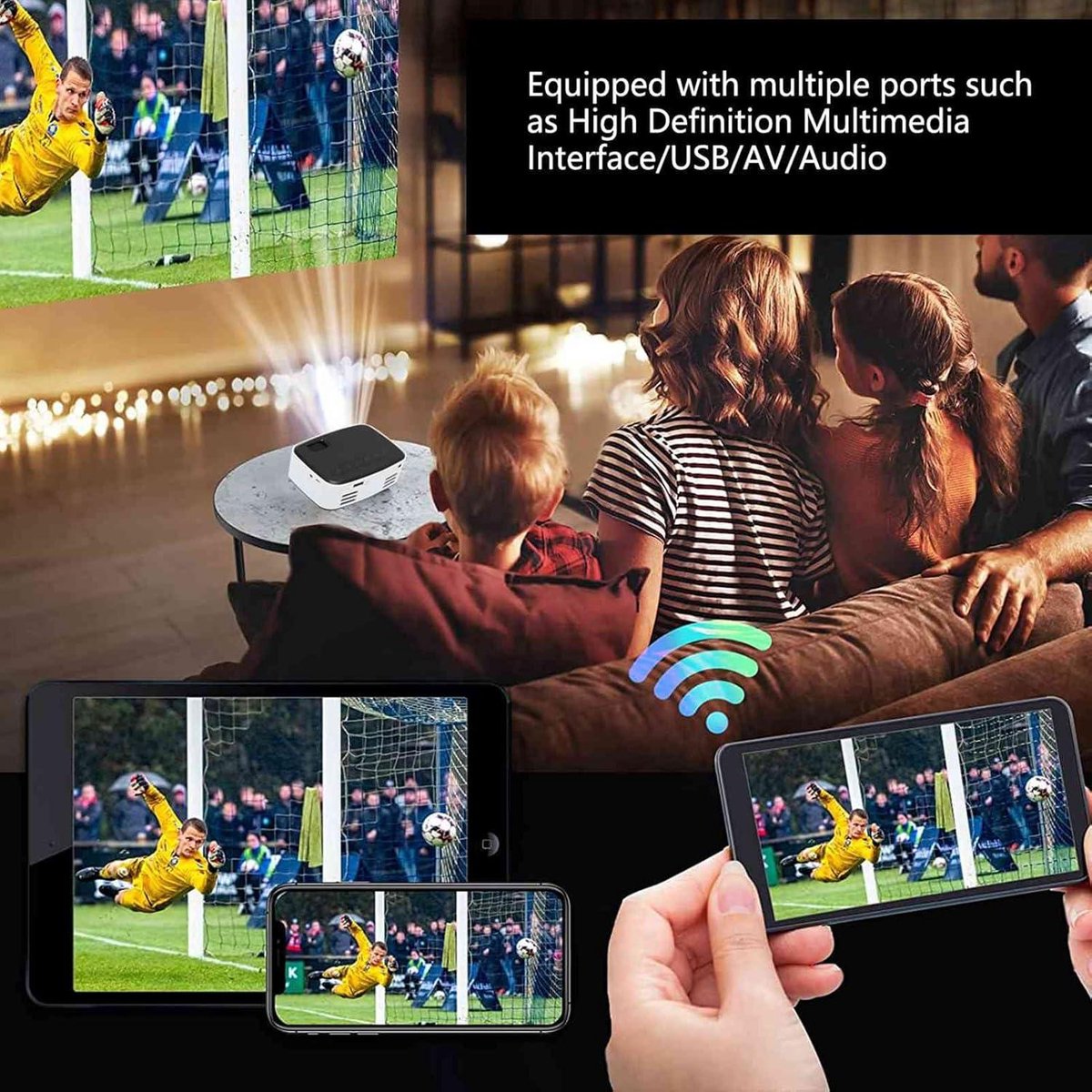 Mini Beamer HD 1080P Draagbare Wifi Projector met LED voor Smartphone Tablet Laptop