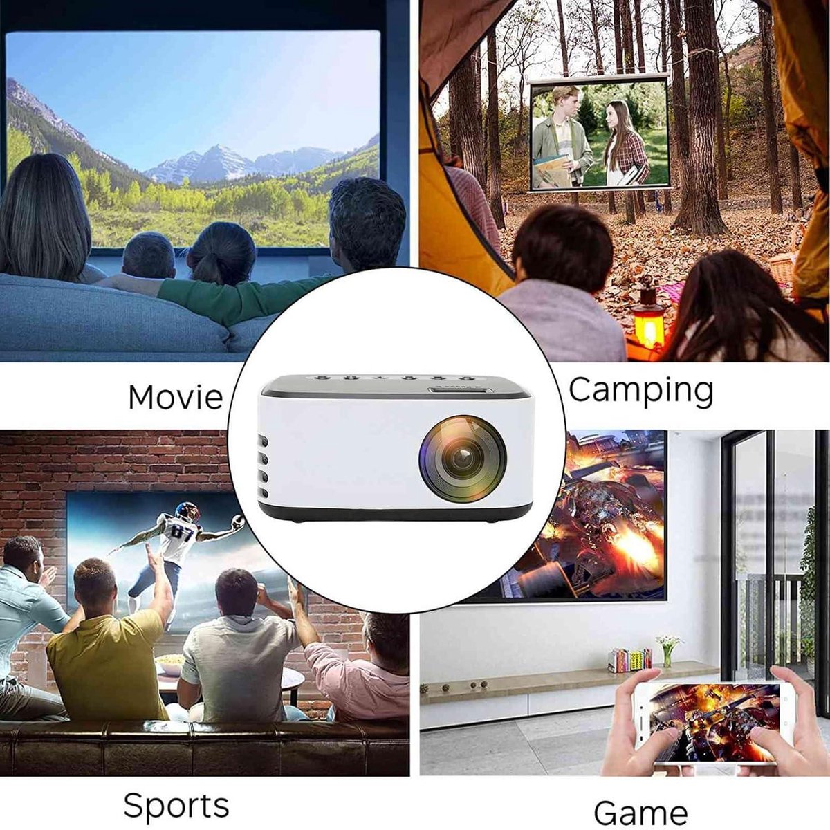 Mini Beamer HD 1080P Draagbare Wifi Projector met LED voor Smartphone Tablet Laptop