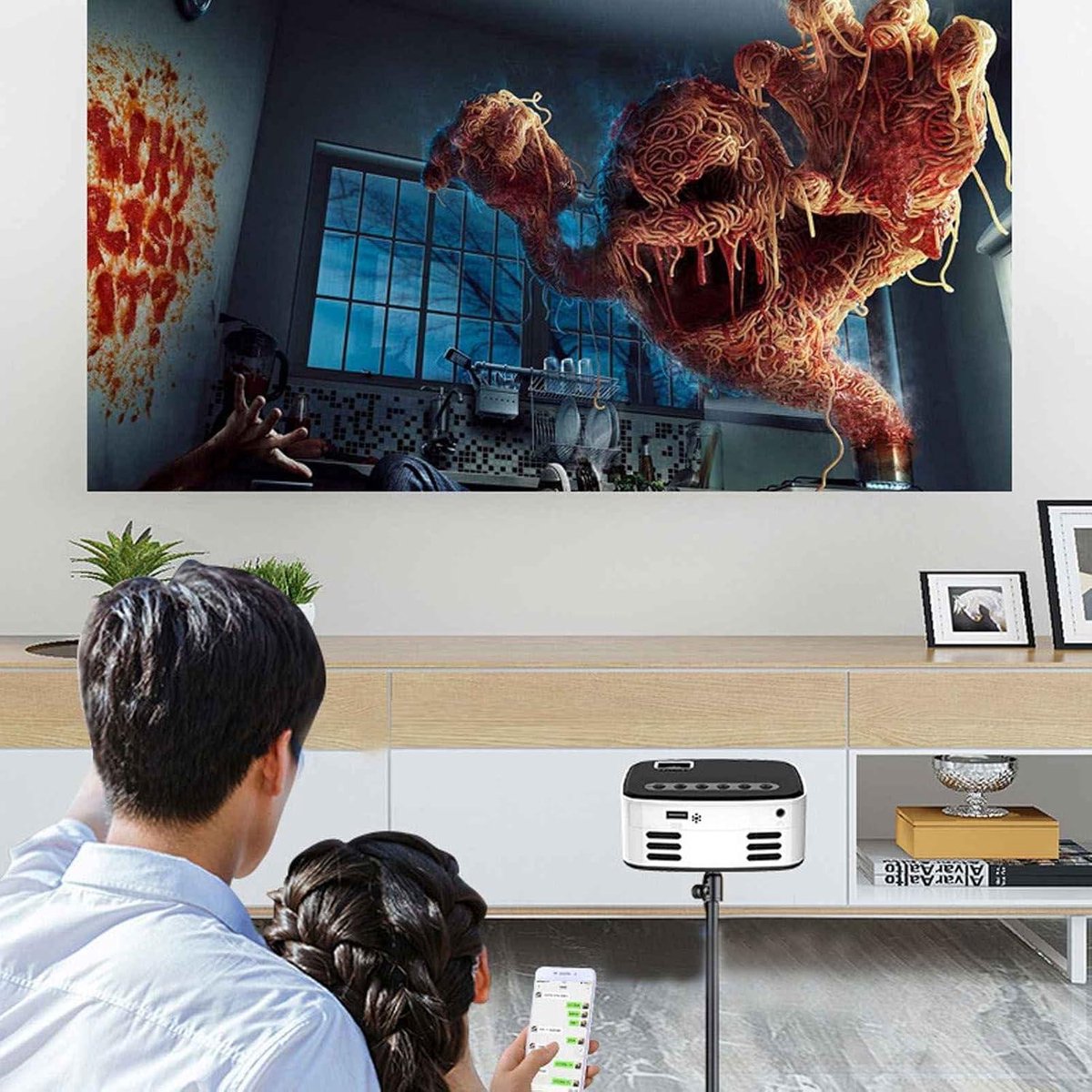 Mini Beamer HD 1080P Draagbare Wifi Projector met LED voor Smartphone Tablet Laptop