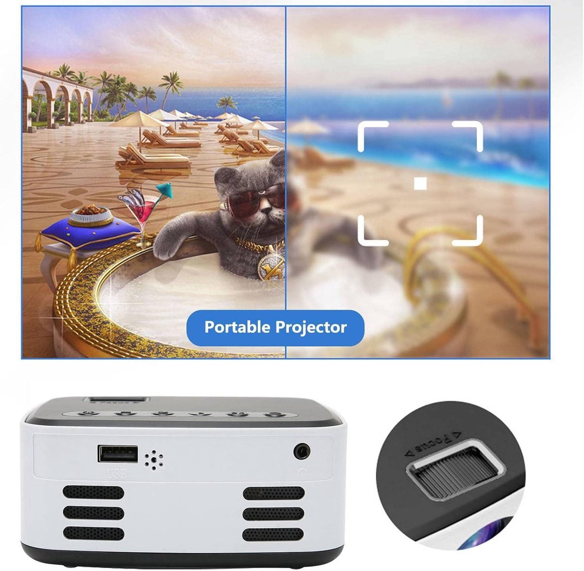 Mini Beamer HD 1080P Draagbare Wifi Projector met LED voor Smartphone Tablet Laptop