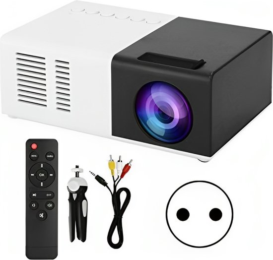 Mini Beamer HDMI USB Draagbaar Zwart Wit inclusief statief