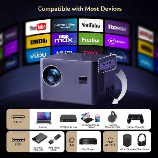 Mini Beamer LED 1080P Draagbare Projector Bluetooth WiFi