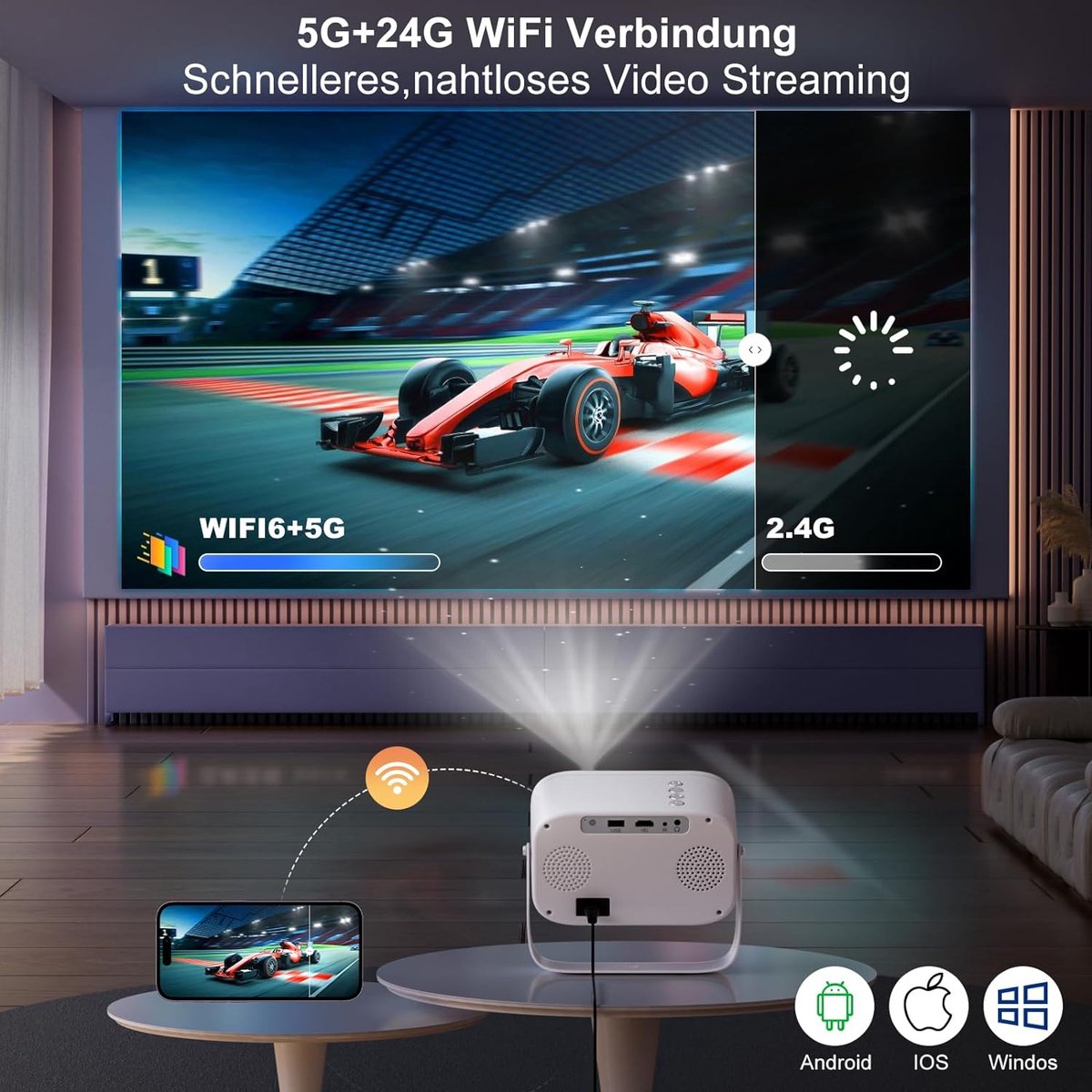 Mini Beamer LED Bluetooth Thuisbioscoop Projector