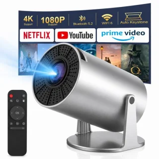 Mini beamer met wifi 6 en bluetooth – draagbare projector met android 11 – 1080p hd
