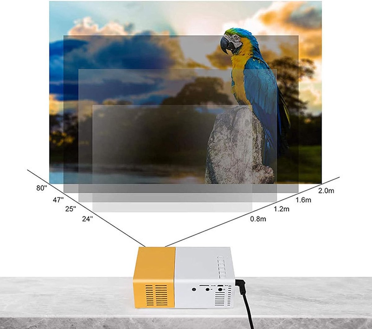 Mini Beamer Micro LED Geelachtig Wit HDMI USB