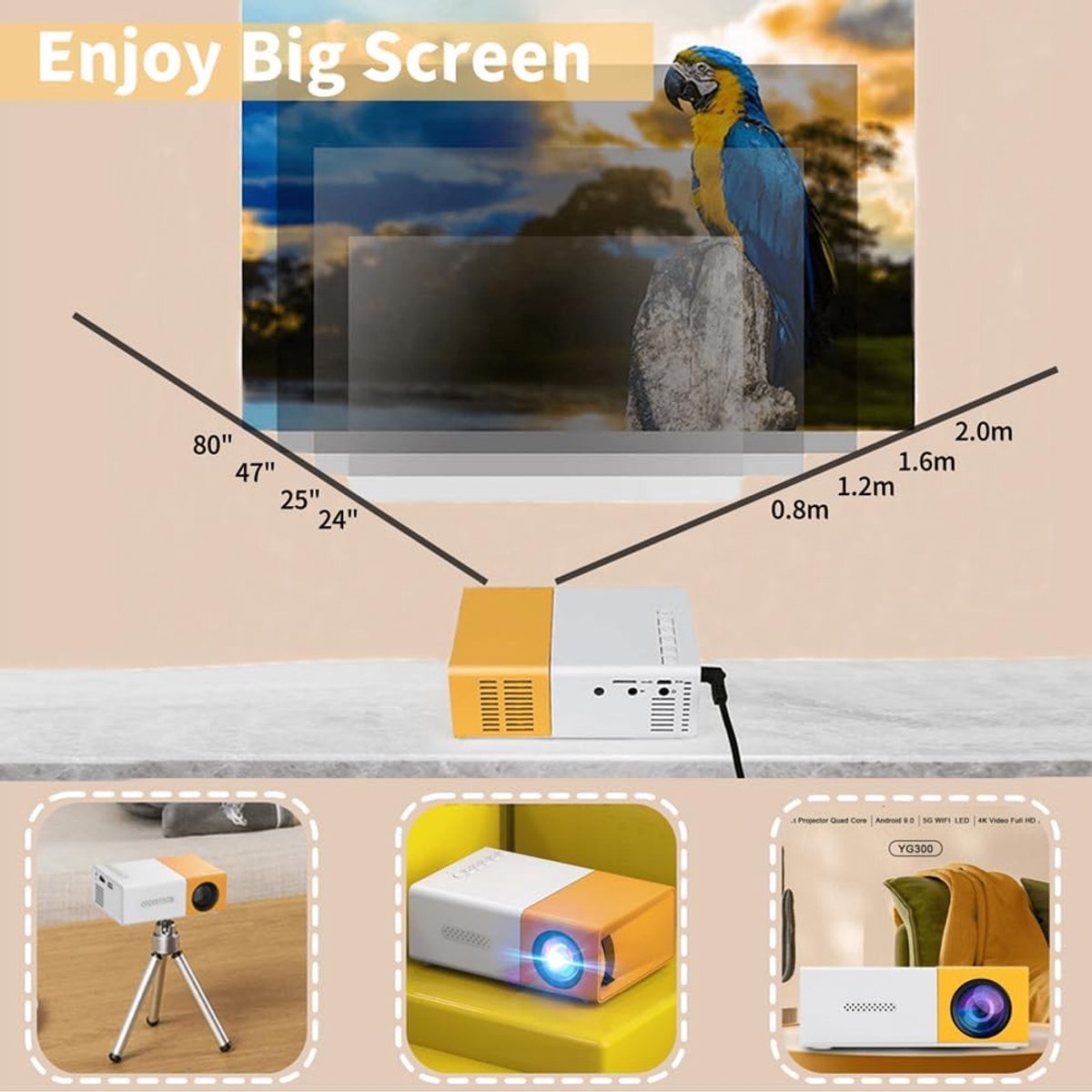 Mini Beamer Pocket HDMI Outdoor Projector 1080p