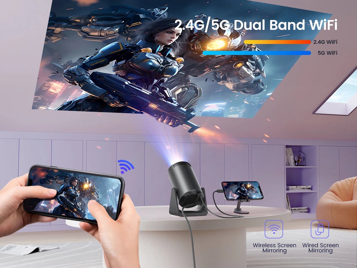 Mini Beamer Projector Android 11 300 ANSI EU Plug