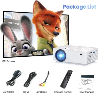 Mini Beamer Projector Full HD HDMI USB Wit