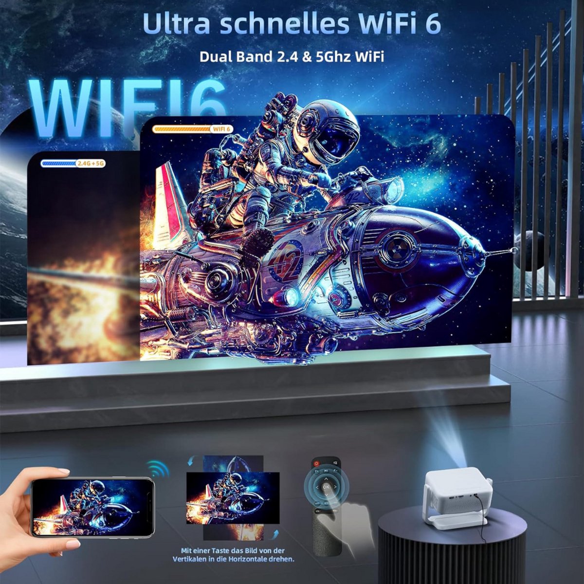Mini Beamer Projector incl. Projectiescherm - Outdoor & Indoor