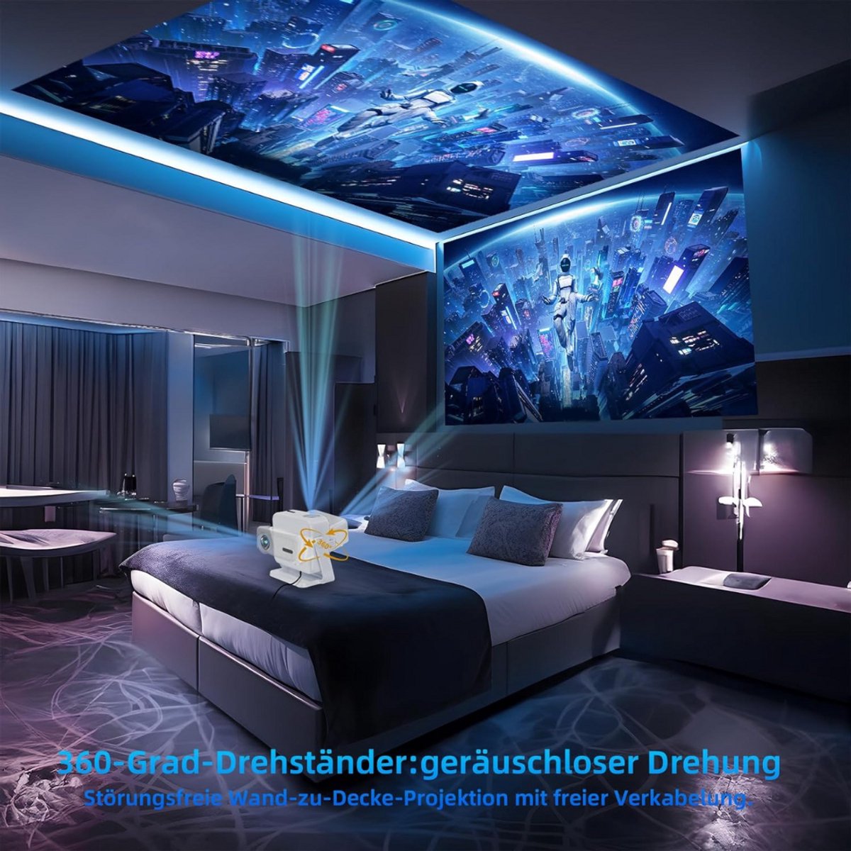 Mini Beamer Projector incl. Projectiescherm - Outdoor & Indoor