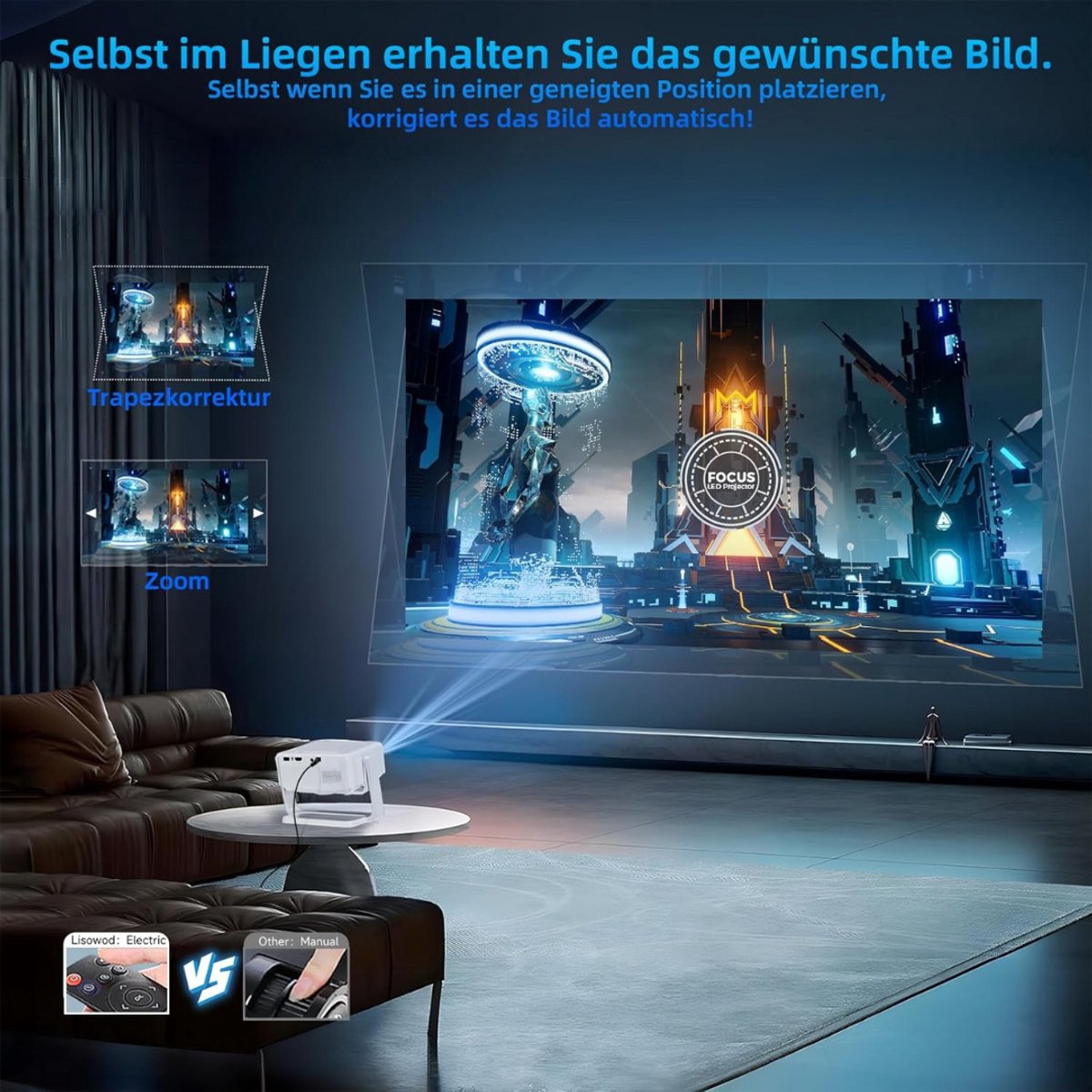 Mini Beamer Projector incl. Projectiescherm - Outdoor & Indoor
