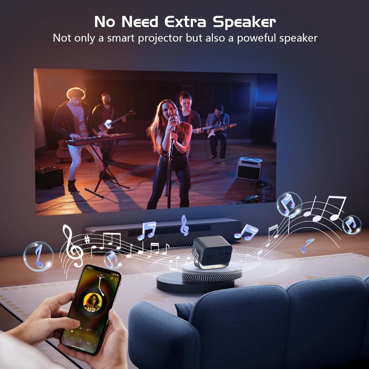 Mini Beamer Projector inclusief Beamerscherm voor indoor en outdoor gebruik