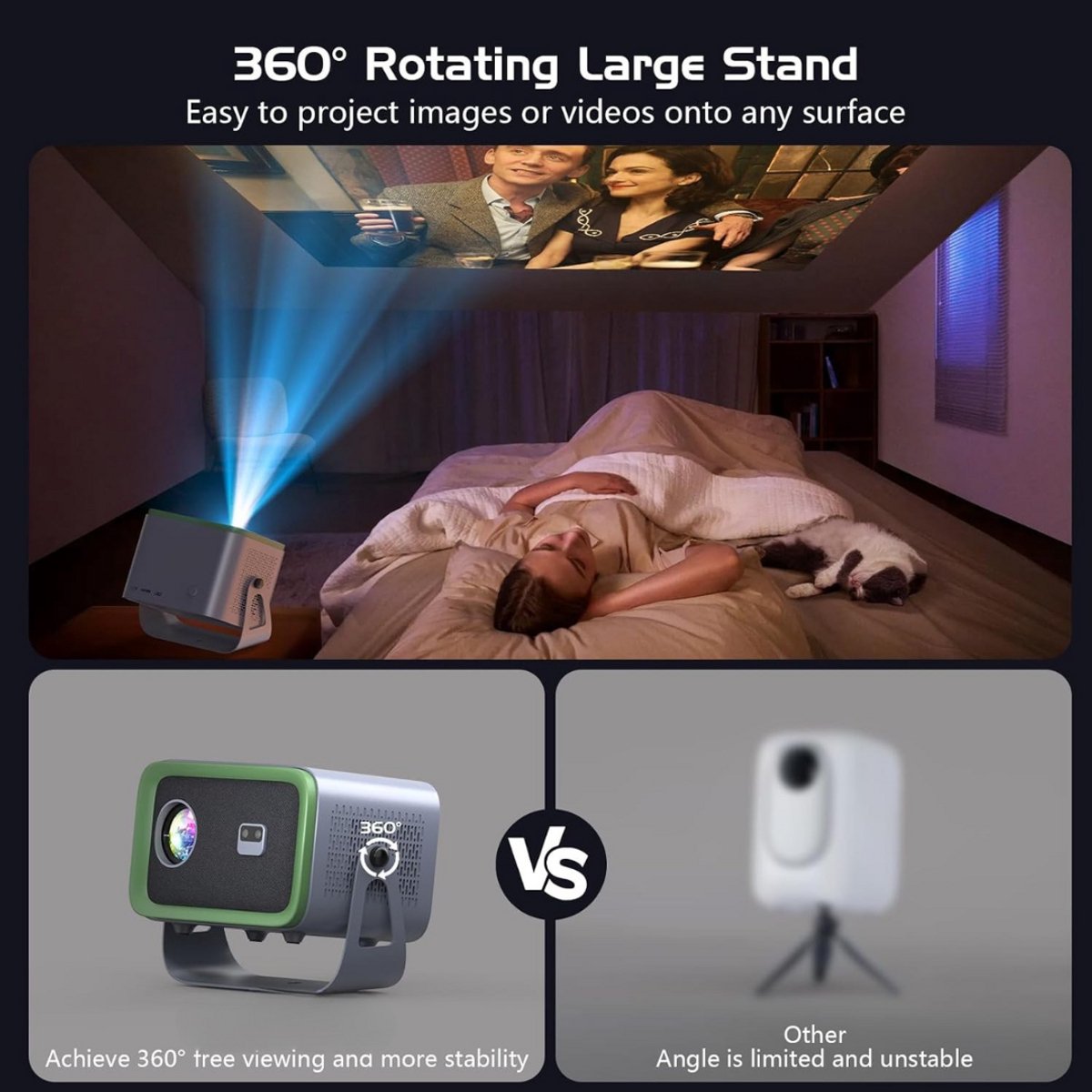 Mini Beamer Projector inclusief Beamerscherm voor indoor en outdoor gebruik