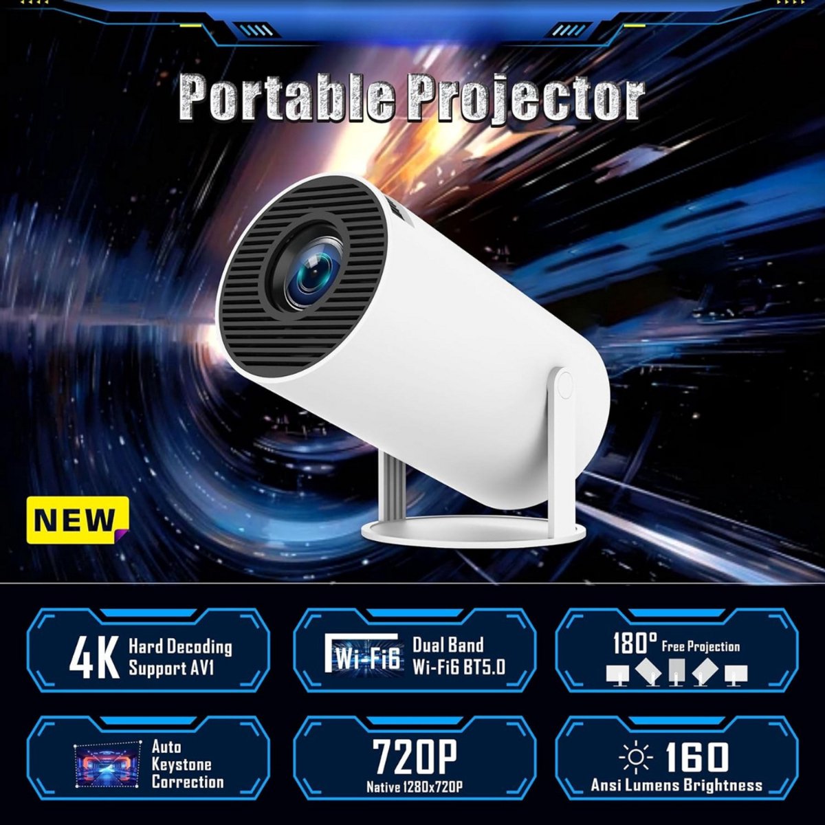 Mini Beamer Projector met Beamerscherm Indoor en Outdoor