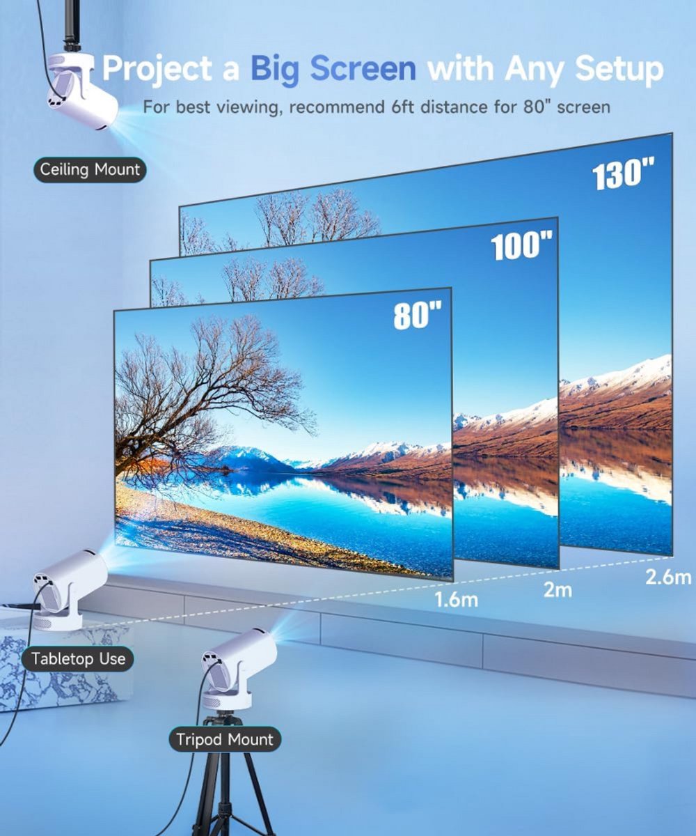 Mini Beamer Projector met Beamerscherm Outdoor & Indoor