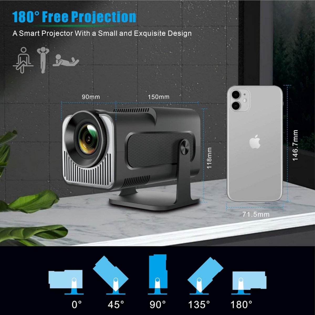 Mini Beamer Projector met Projectiescherm Doe