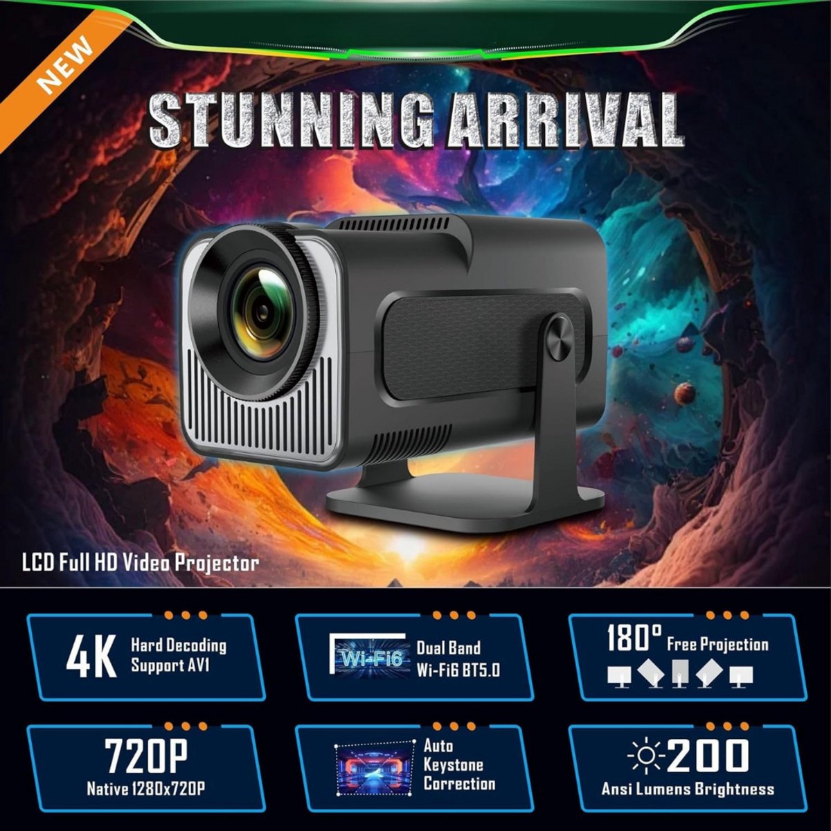 Mini Beamer Projector met Projectiescherm Doe