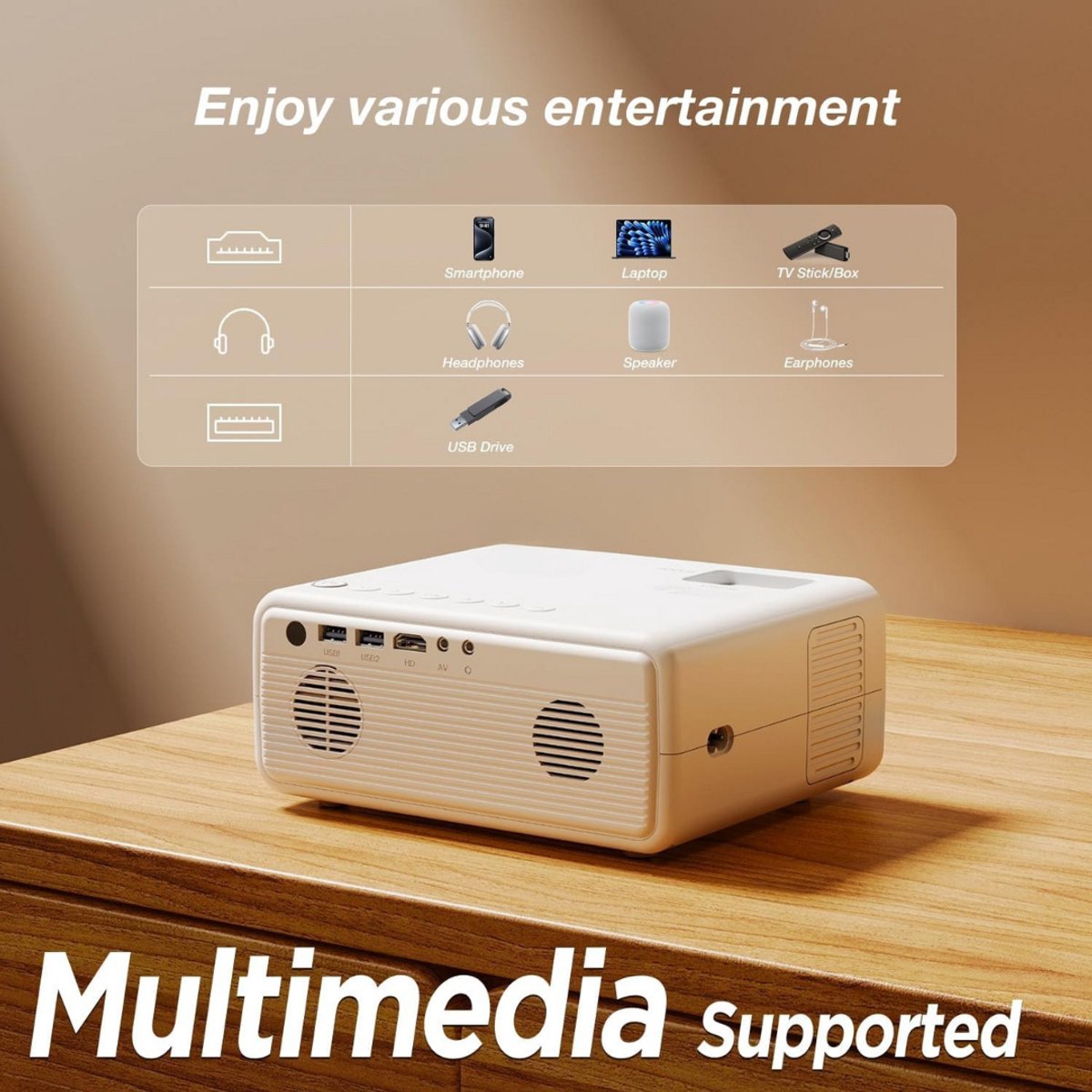 Mini Beamer Projector met Projectiescherm Indoor Outdoor