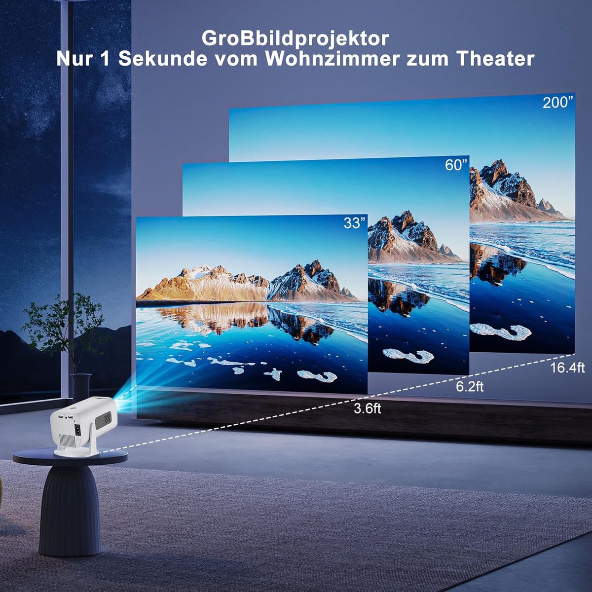 Mini Beamer Projector met Projectiescherm