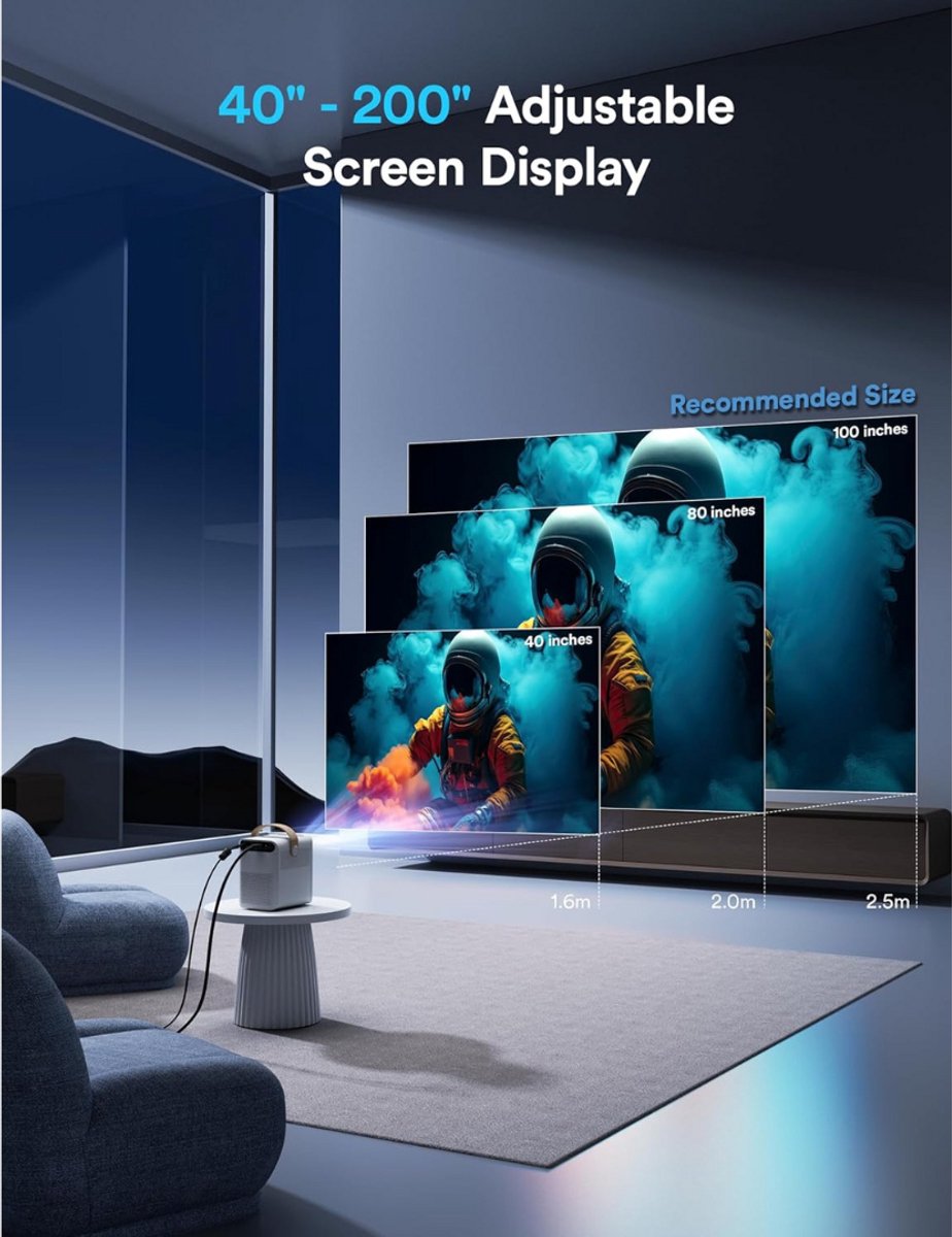 Mini Beamer Projector met Projectiescherm Outdoor & Indoor