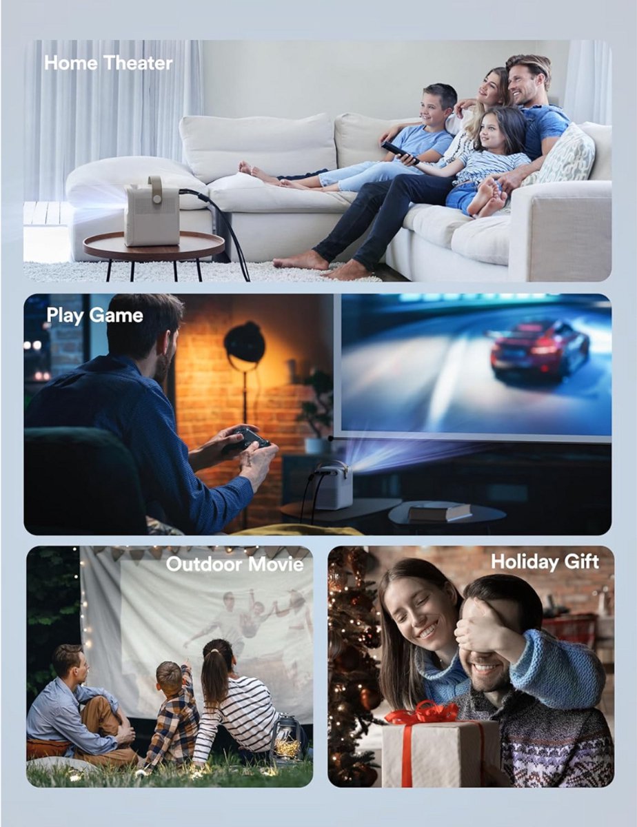 Mini Beamer Projector met Projectiescherm Outdoor & Indoor