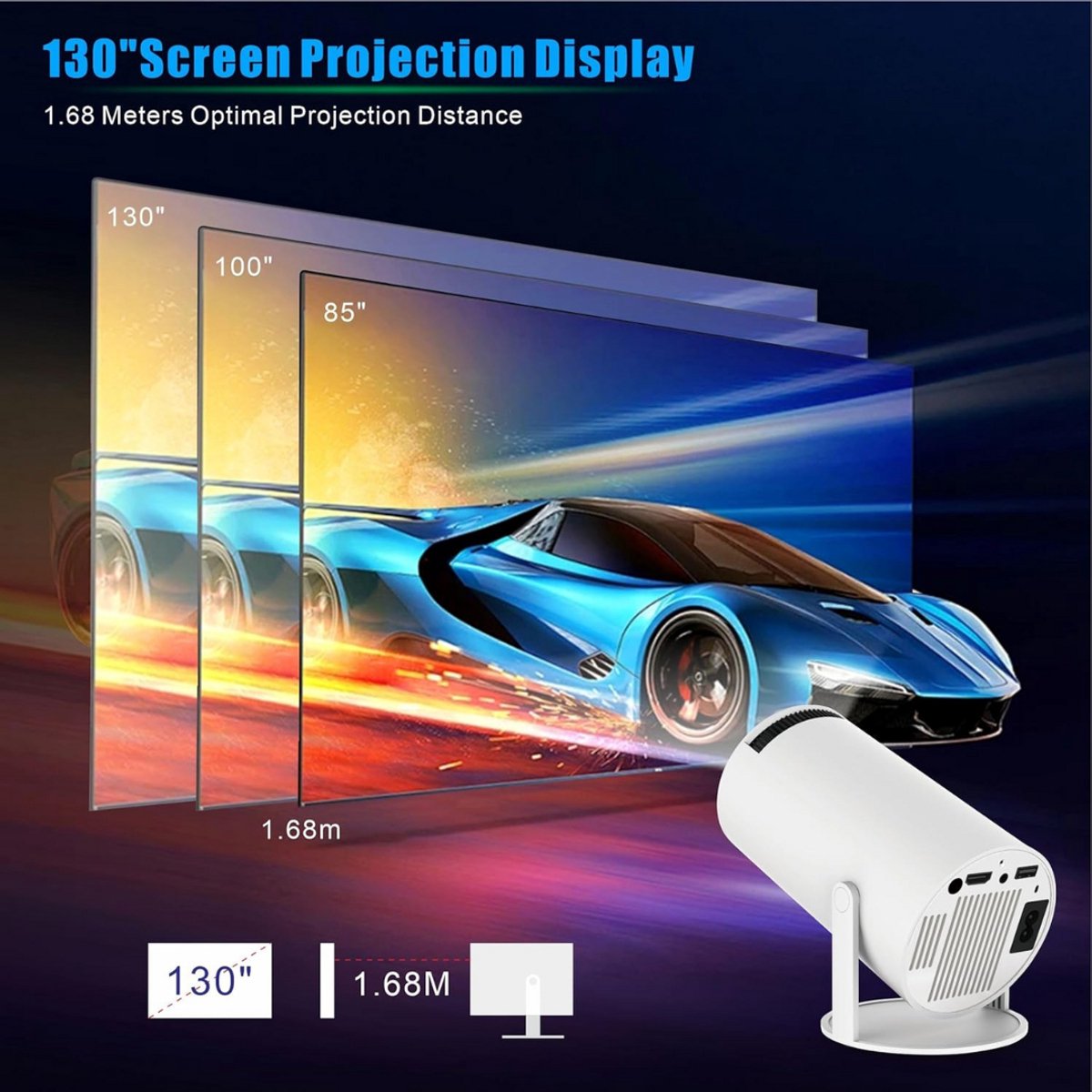 Mini Beamer Projector met Projectiescherm Outdoor & Indoor