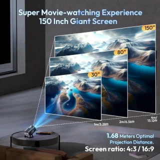 Mini Beamer Projector met Projectiescherm Outdoor & Indoor