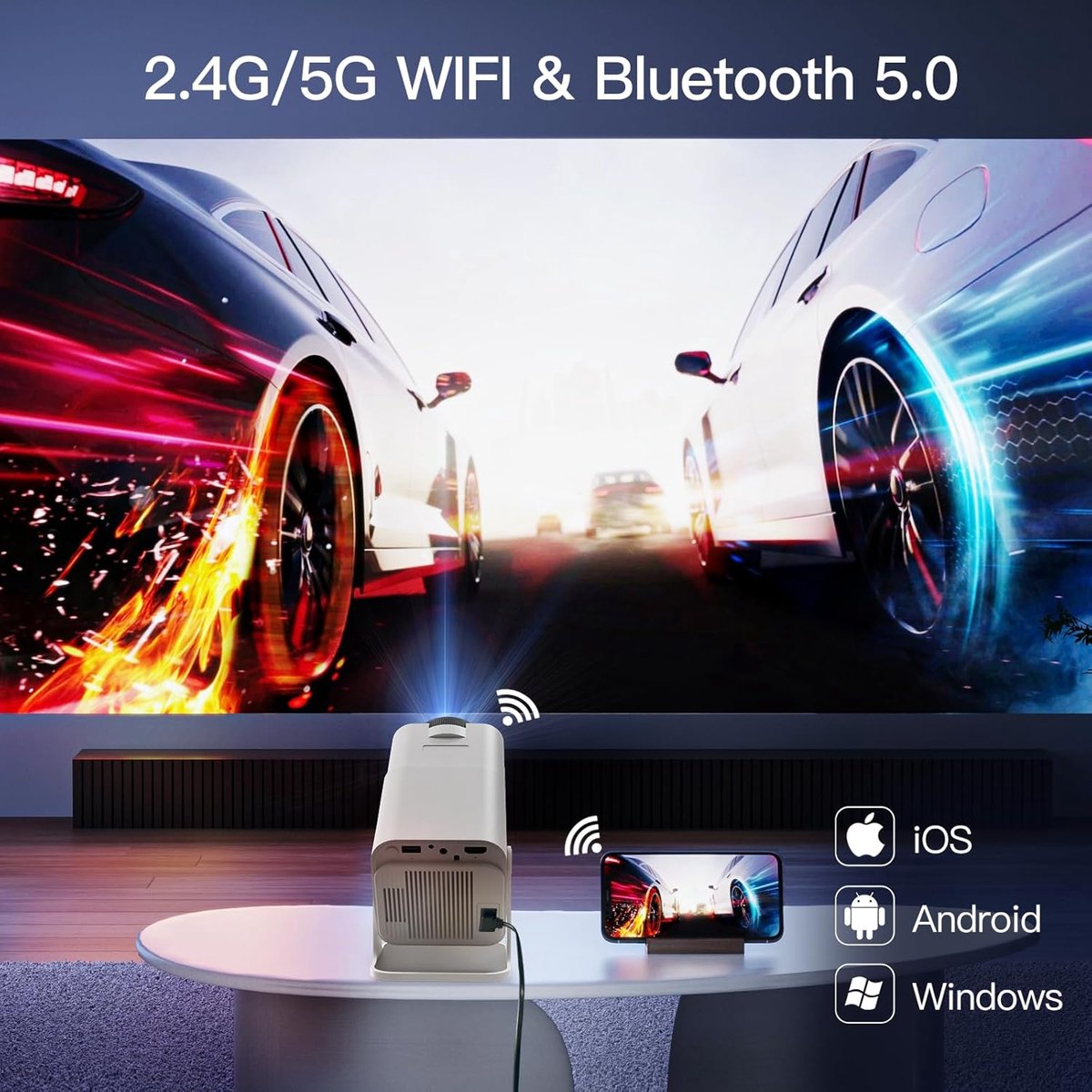 Mini Beamer Projector met Screen Indoor & Outdoor