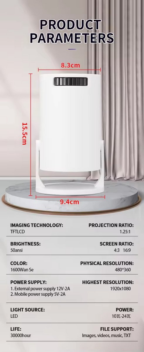 Mini Beamer Projector Outdoor & Indoor