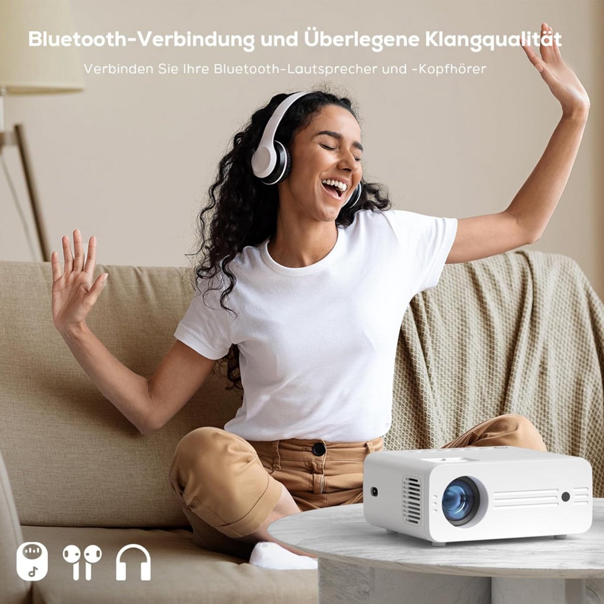Mini Beamer Set met Projector en Projectiescherm