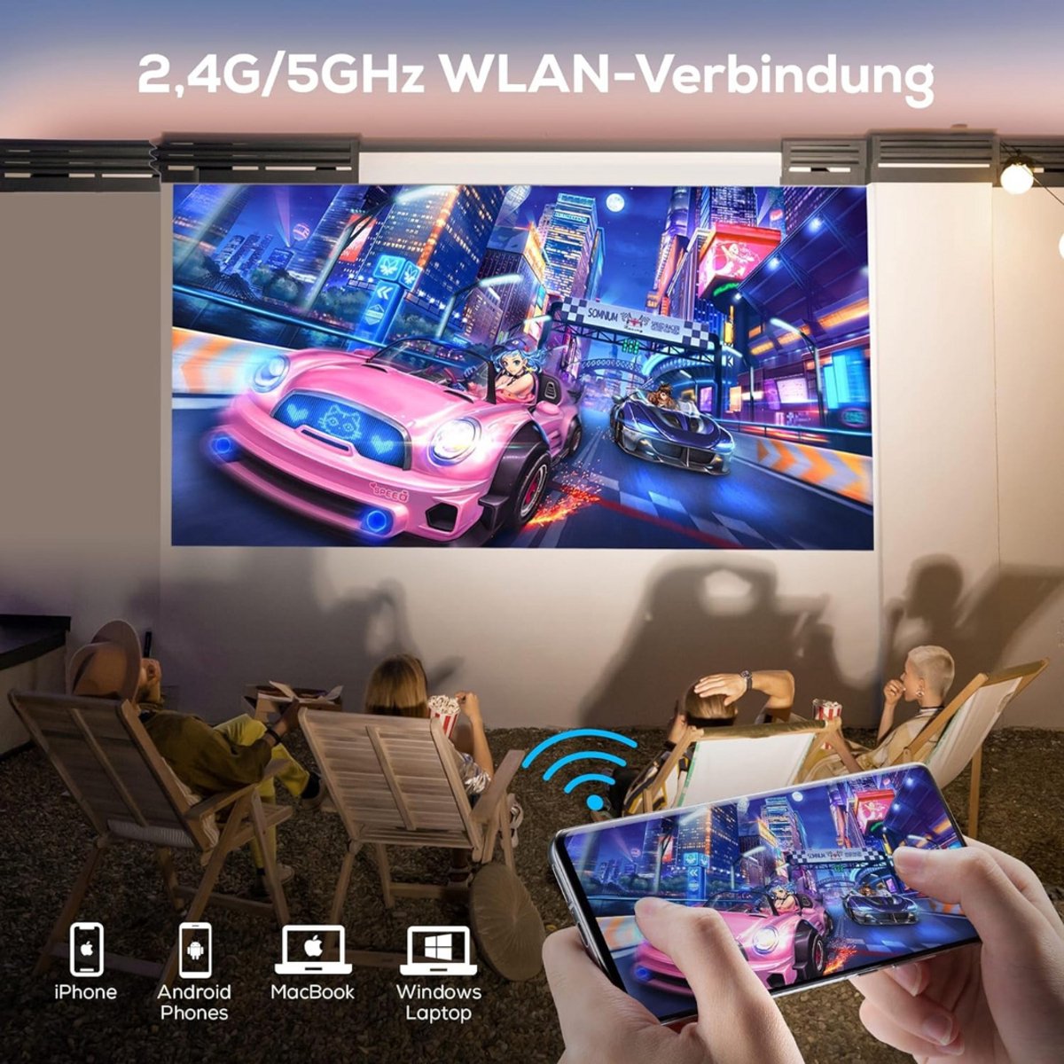 Mini Beamer Set met Projector en Projectiescherm