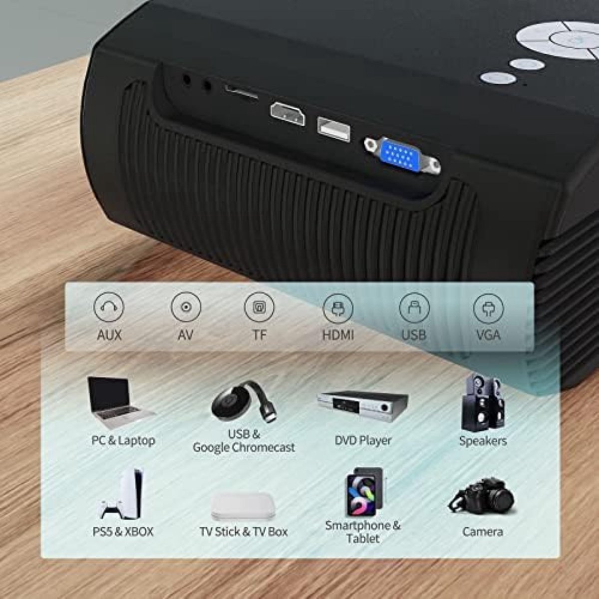 Mini beamer smartphone zwart