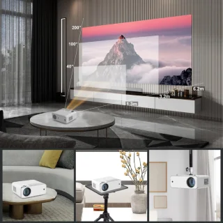 Mini Beamer Wifi 1080P Bluetooth HDMI USB Wit Draagbaar