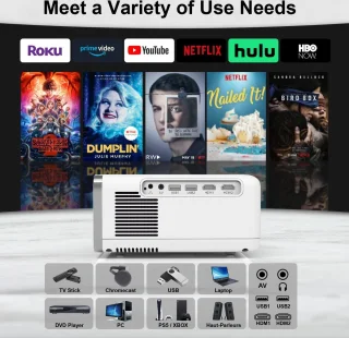 Mini Beamer Wifi 1080P Bluetooth HDMI USB Wit Draagbaar