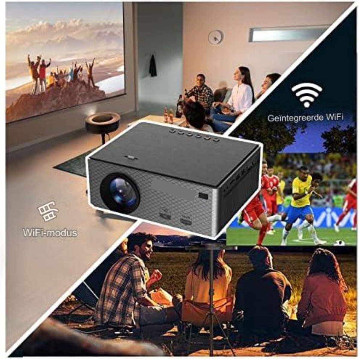Mini Beamer Wifi Bluetooth Zwart