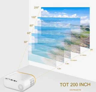 Mini Beamer Wifi Full HD 1080P Draagbare Projector Compatibel met iPhone en HDMI