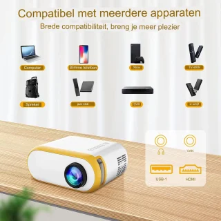Mini Beamer Wifi Full HD 1080P Draagbare Projector Compatibel met iPhone en HDMI