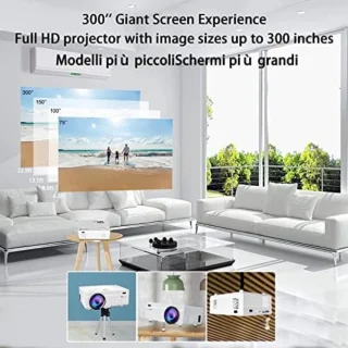 Mini Beamer Wit - Full HD 1080P Draagbare Projector Bluetooth