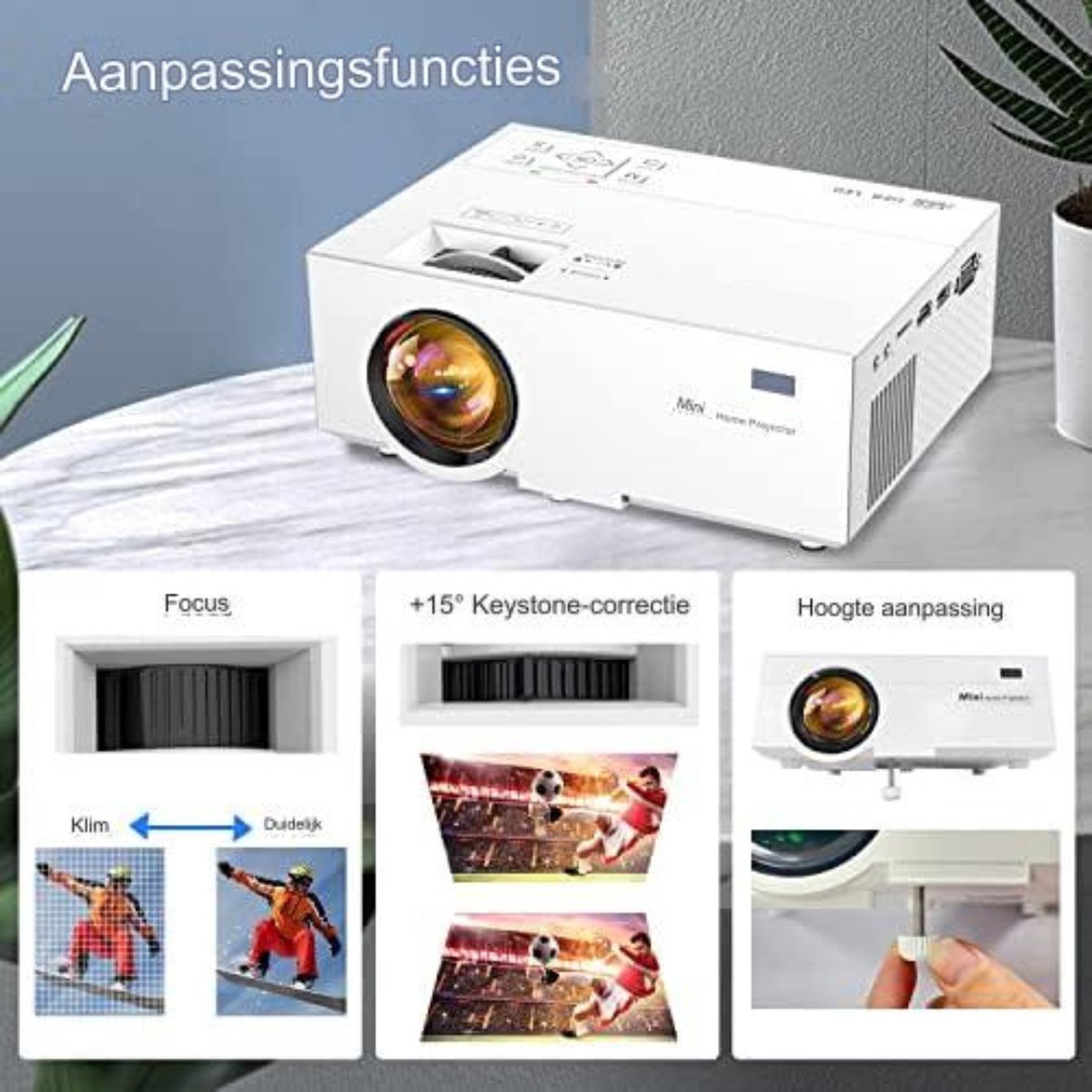 Mini Beamer Wit - Mini Projector Smartphone