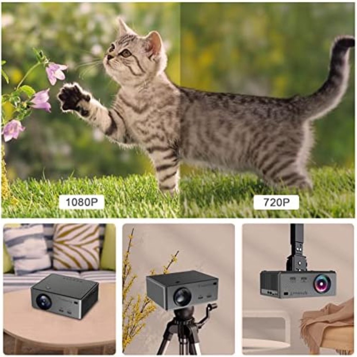 Mini Beamer Zwart - 4K HDMI USB Bluetooth Projector Draagbaar