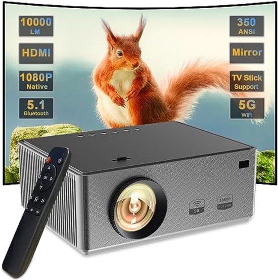Mini Beamer Zwart - 4K HDMI USB Bluetooth Projector Draagbaar