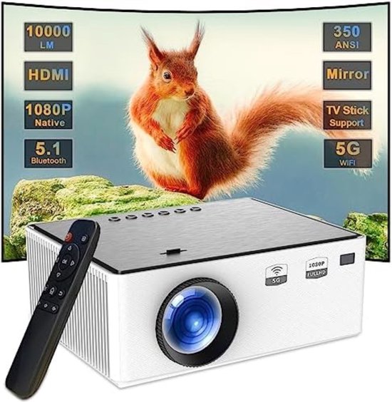 Mini Beamer Zwart Draagbaar HDMI USB Bluetooth 4K Projector review